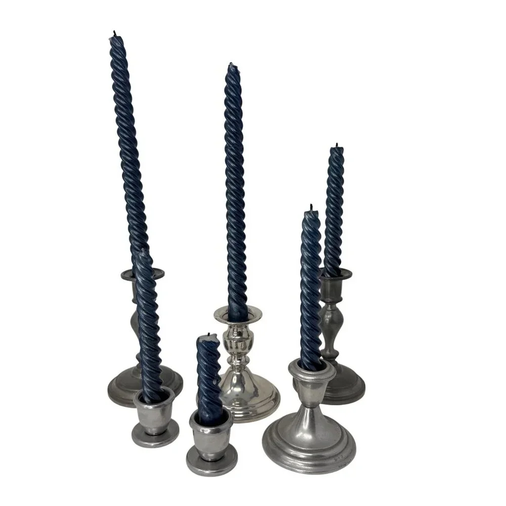 Set 6 Mismatched Vintage Pewter‎ Candlesticks Silver Vintage Candle Holders
